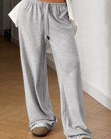 Wide-Leg Drawstring Pants - Light Gray / S