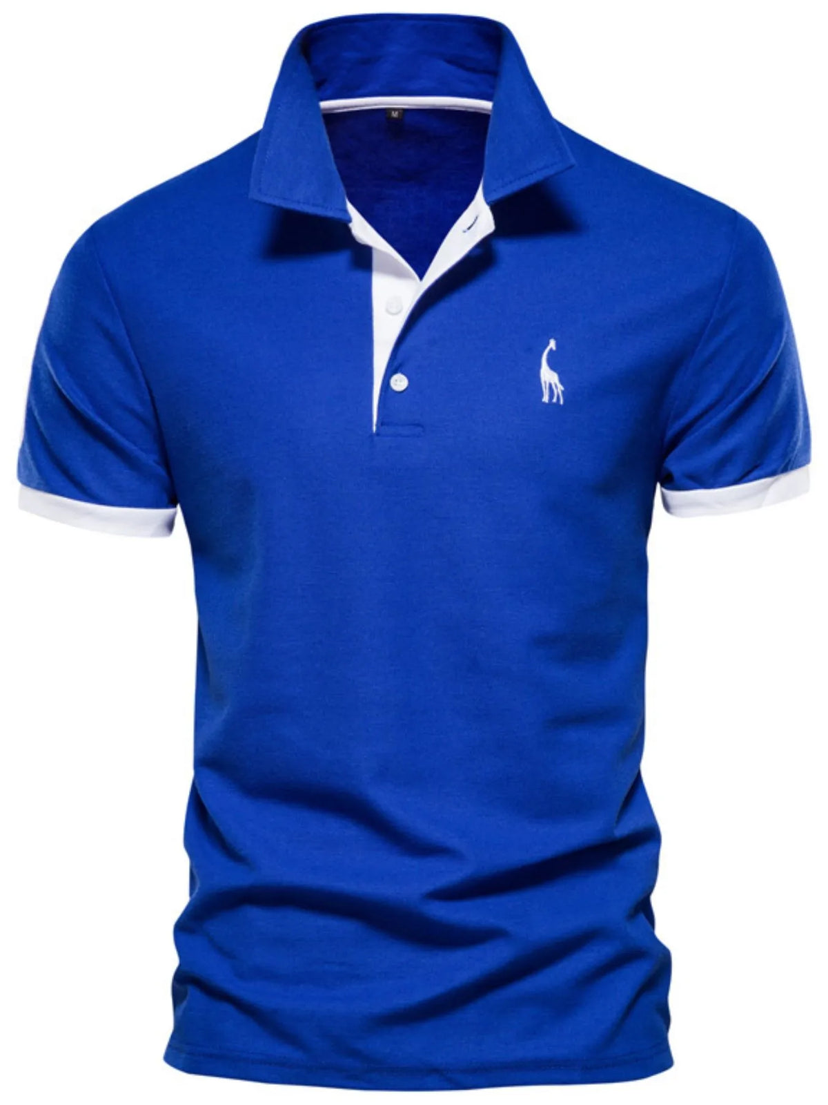 Men's plus size polo shirt with contrast trim from Trendsi, featuring a classic fit and short sleeves.