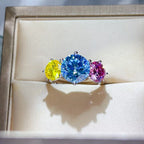 Sterling silver ring with a 5-carat moissanite gemstone, elegant jewelry accessory with a polished finish.