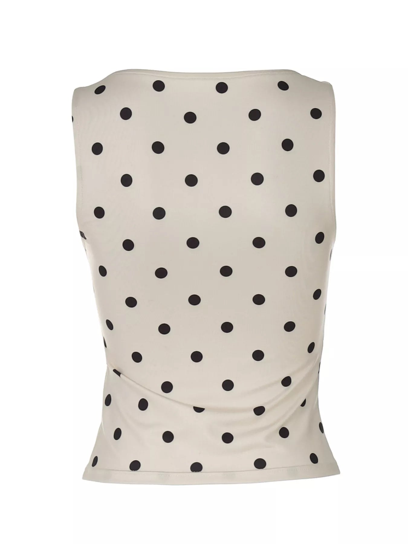 Polka dot tank top by Shopimist featuring a sleeveless design with black and white polka dot pattern.