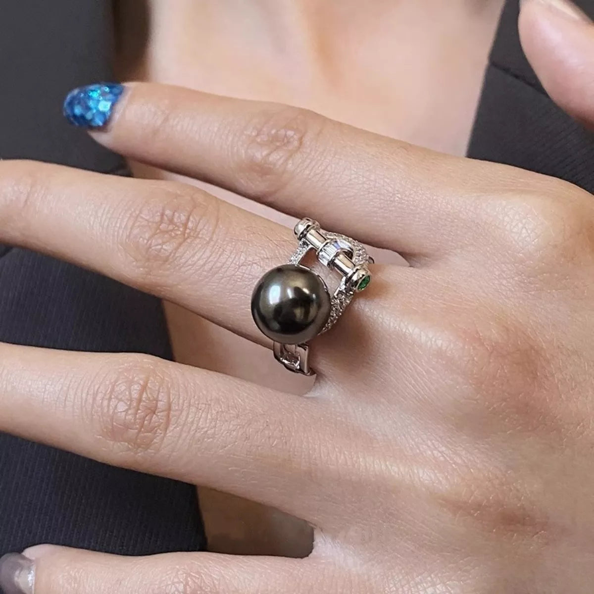 925 Sterling silver ring with zircon and pearl, showcasing elegant jewelry design and craftsmanship.