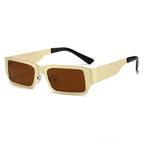 Metal frame UV protection fashion sunglasses with dark lenses, stylish eyewear from Plush Fashion Hub.