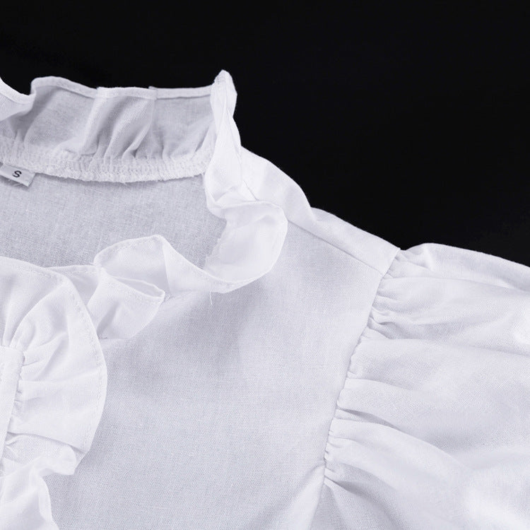 Women's ruffled linen-blend cropped blouse and shorts set by FitiqueFit, featuring ruffle details and a relaxed fit.