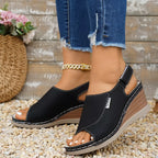 Shopimist peep toe wedge sandals with open toe design and sturdy platform, perfect for stylish summer wear.