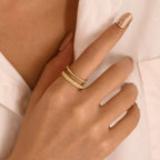 18K gold-plated rhinestone open ring with sparkling stones and delicate band, designed by Shopimist.