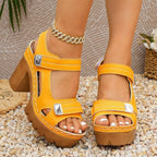 Open toe block heel sandals by Shopimist featuring stylish open toes and chunky heels, perfect for summer or formal wear.