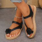 Shopimist flower toe loop sandals featuring colorful floral straps and open-toe design, perfect for warm weather.