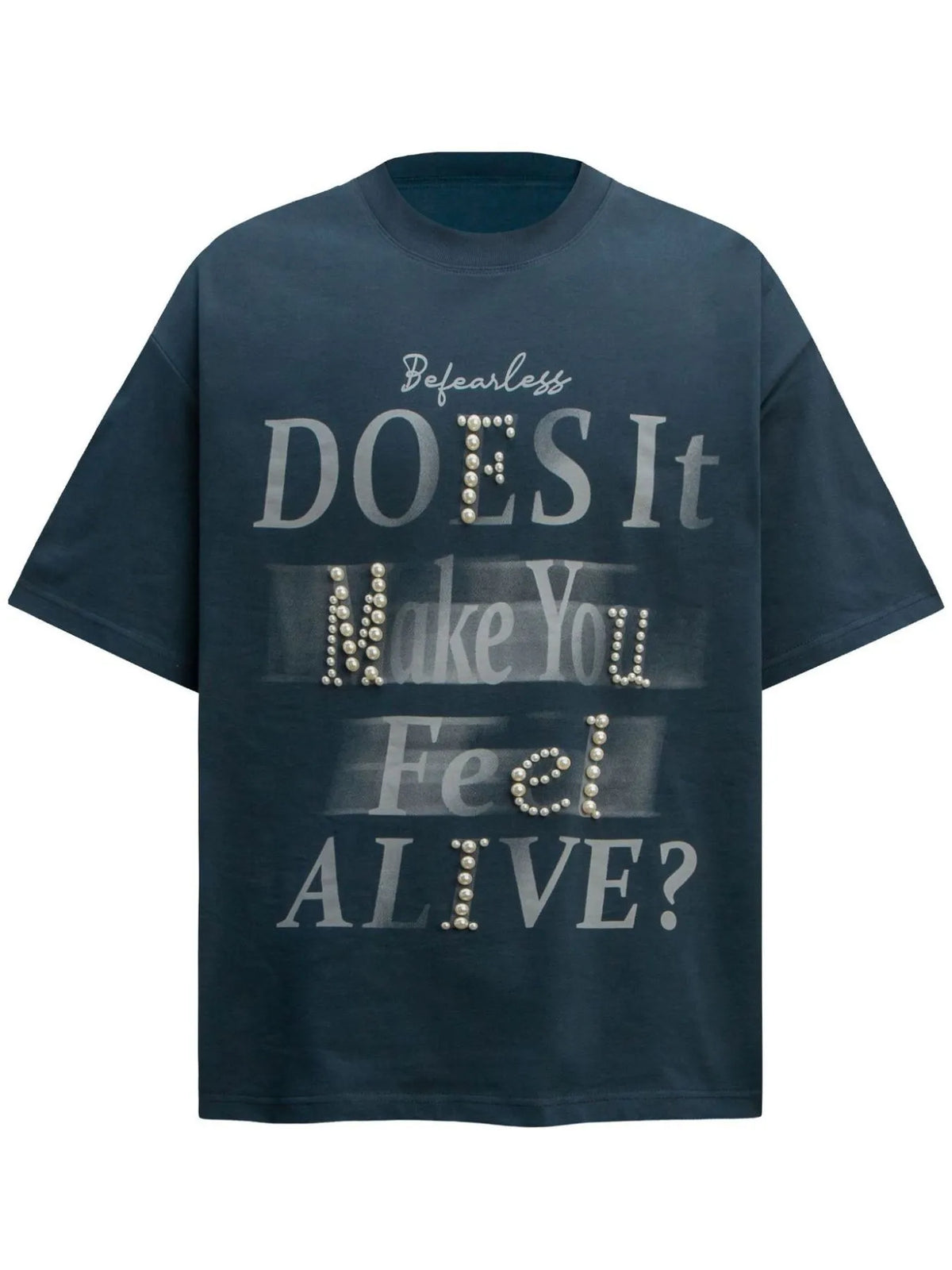 Men's short sleeve round neck T-shirt from Trendsi with letter graphic design, casual fit, and soft fabric in a classic style.