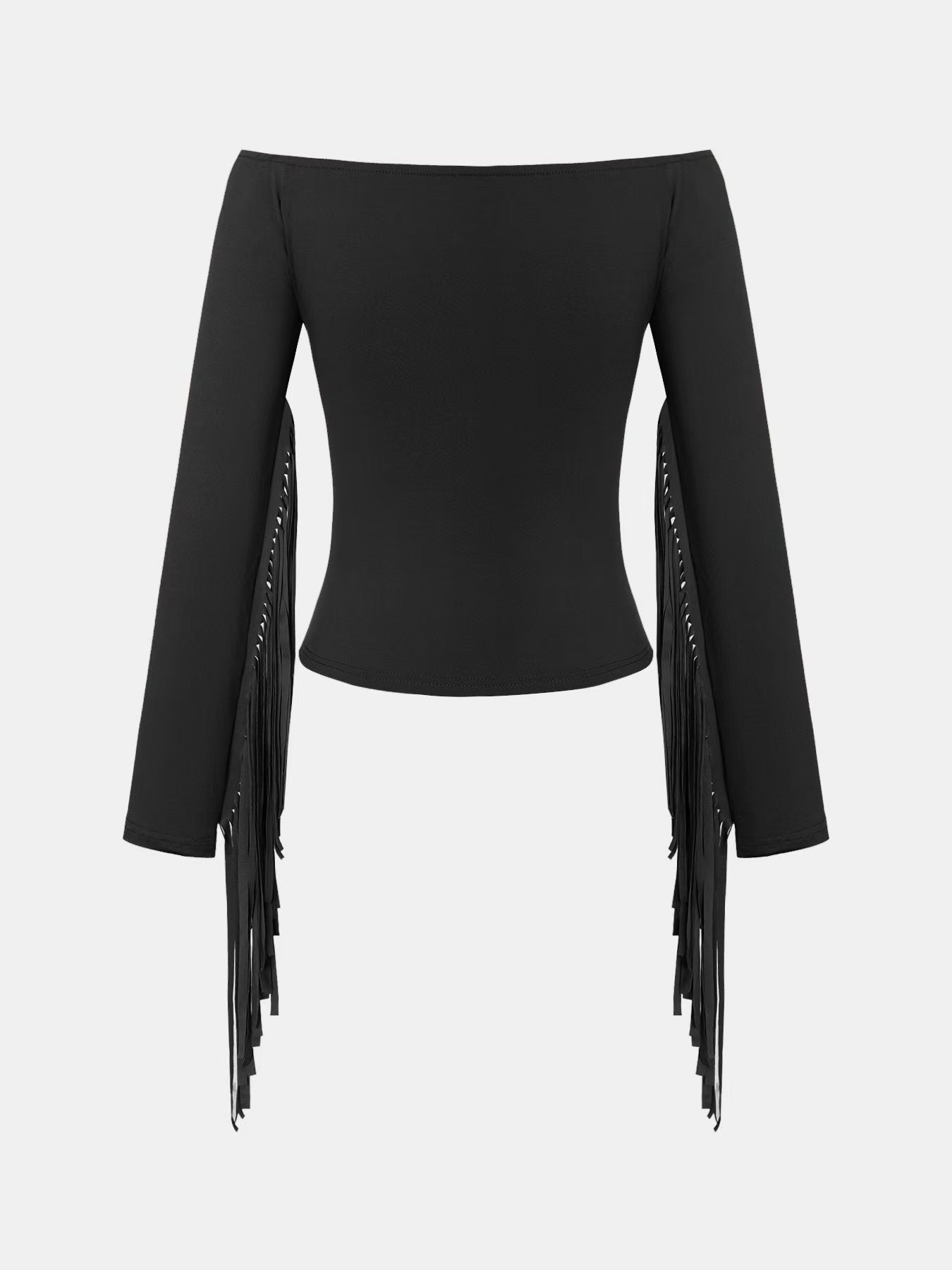 Retro Western Fringe Fitted T-shirt from LadyShow.Store featuring fringe accents and a classic Western-inspired design.