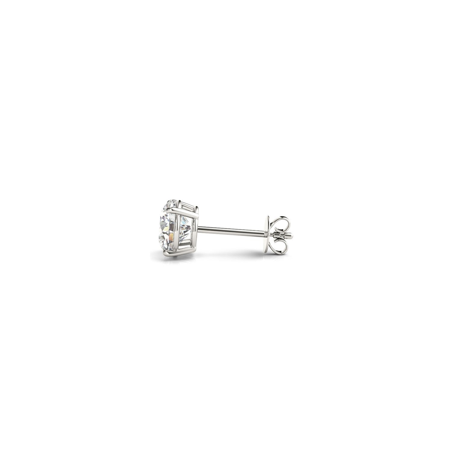 Certified IGI lab-grown round diamond stud earrings in 14k white gold with G/VS2 quality, from Plush Fashion Hub.