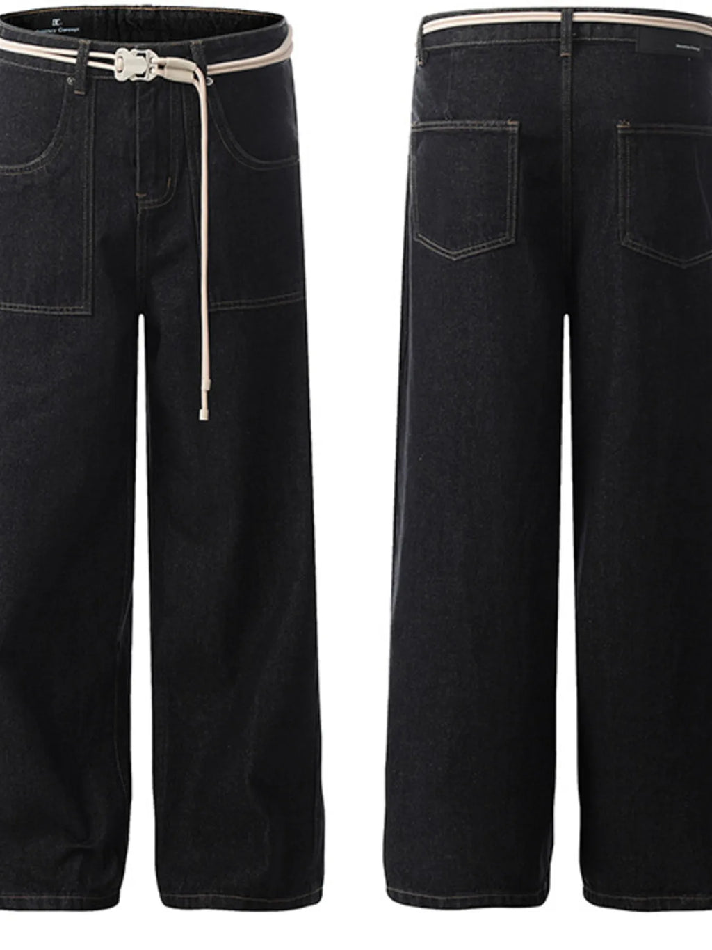 Men's high-waisted wide-leg jeans from Trendsi, showcasing classic denim style with a relaxed fit and modern silhouette.