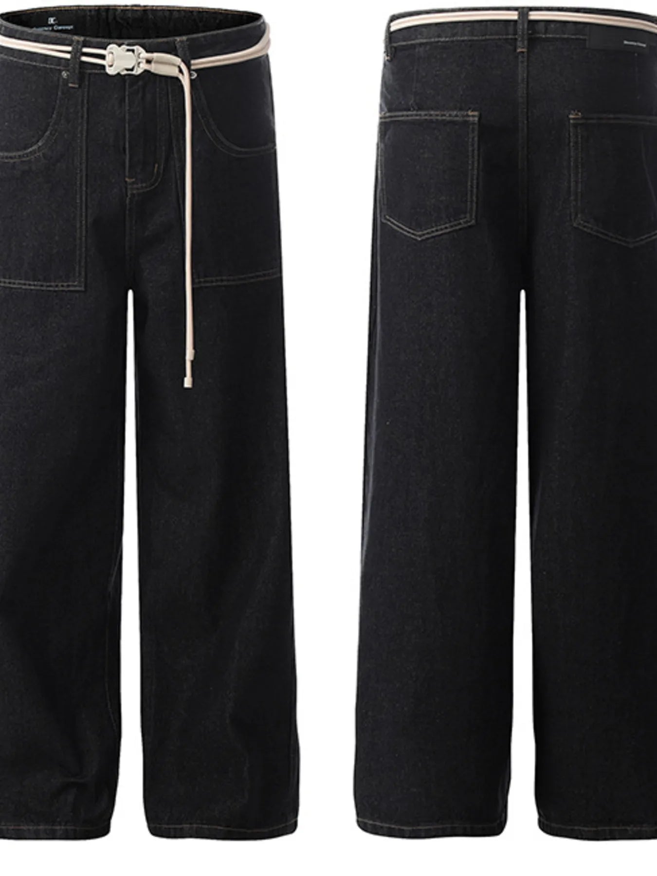 Men's high-waisted wide-leg jeans from Trendsi, showcasing classic denim style with a relaxed fit and modern silhouette.