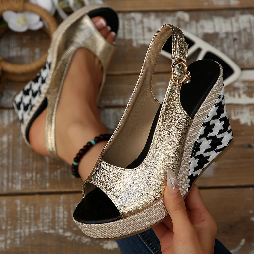 Open toe wedge sandals by Shopimist featuring a stylish design with a comfortable heel and open toe style.