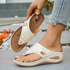 Shopimist toe post wedge sandals featuring a comfortable strap design and a sturdy wedge heel for stylish summer wear.