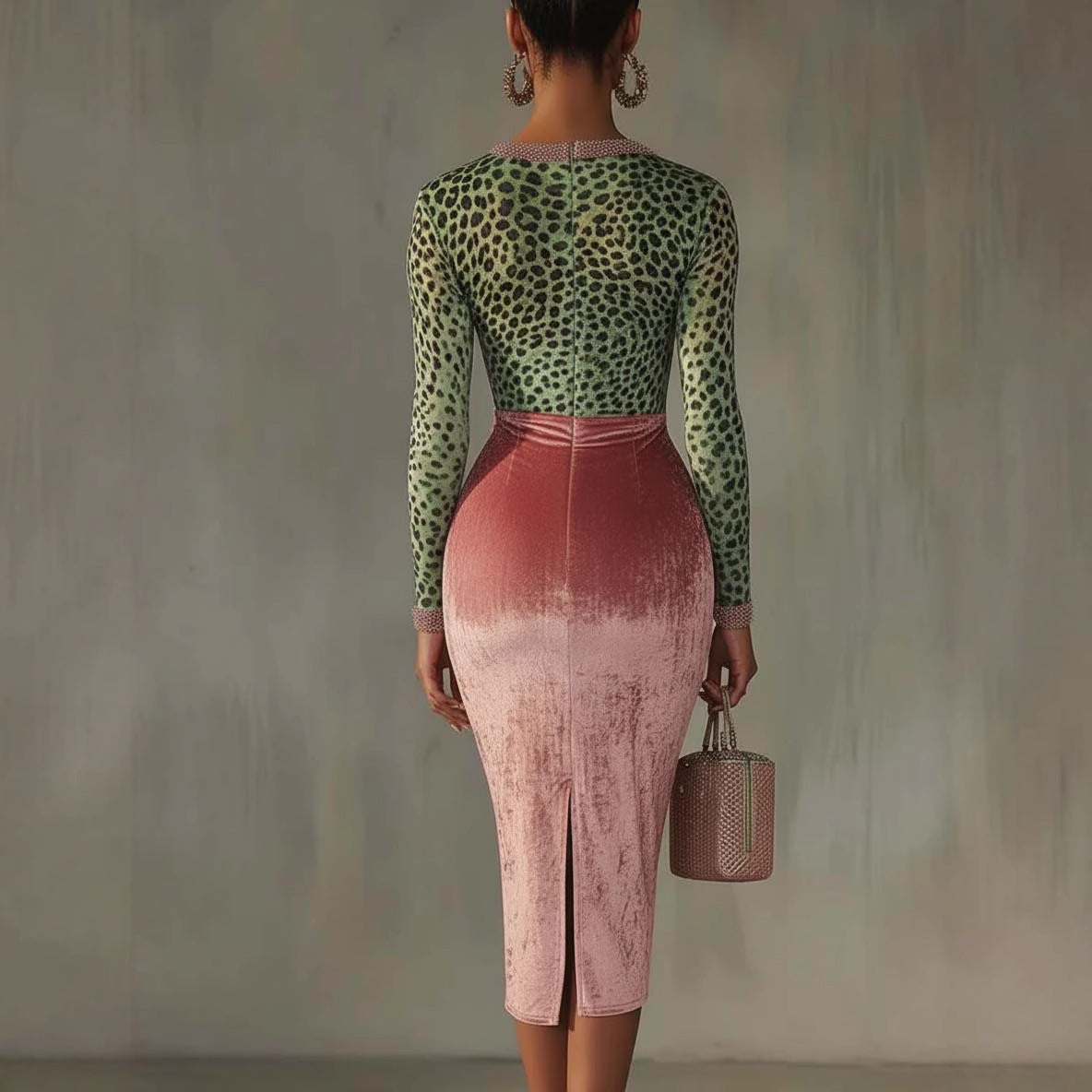 Shiny, stretchy velvet bodycon high-waist mermaid skirt by Plush Fashion Hub, showcasing a form-fitting silhouette in vibrant fabric.