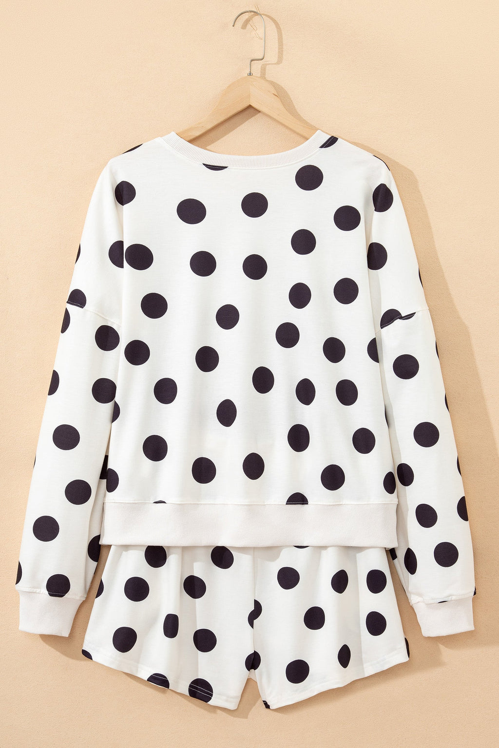 Threaded Pear Marley shoulder pullover and drawstring shorts set, stylish casual matching outfit in soft fabric.
