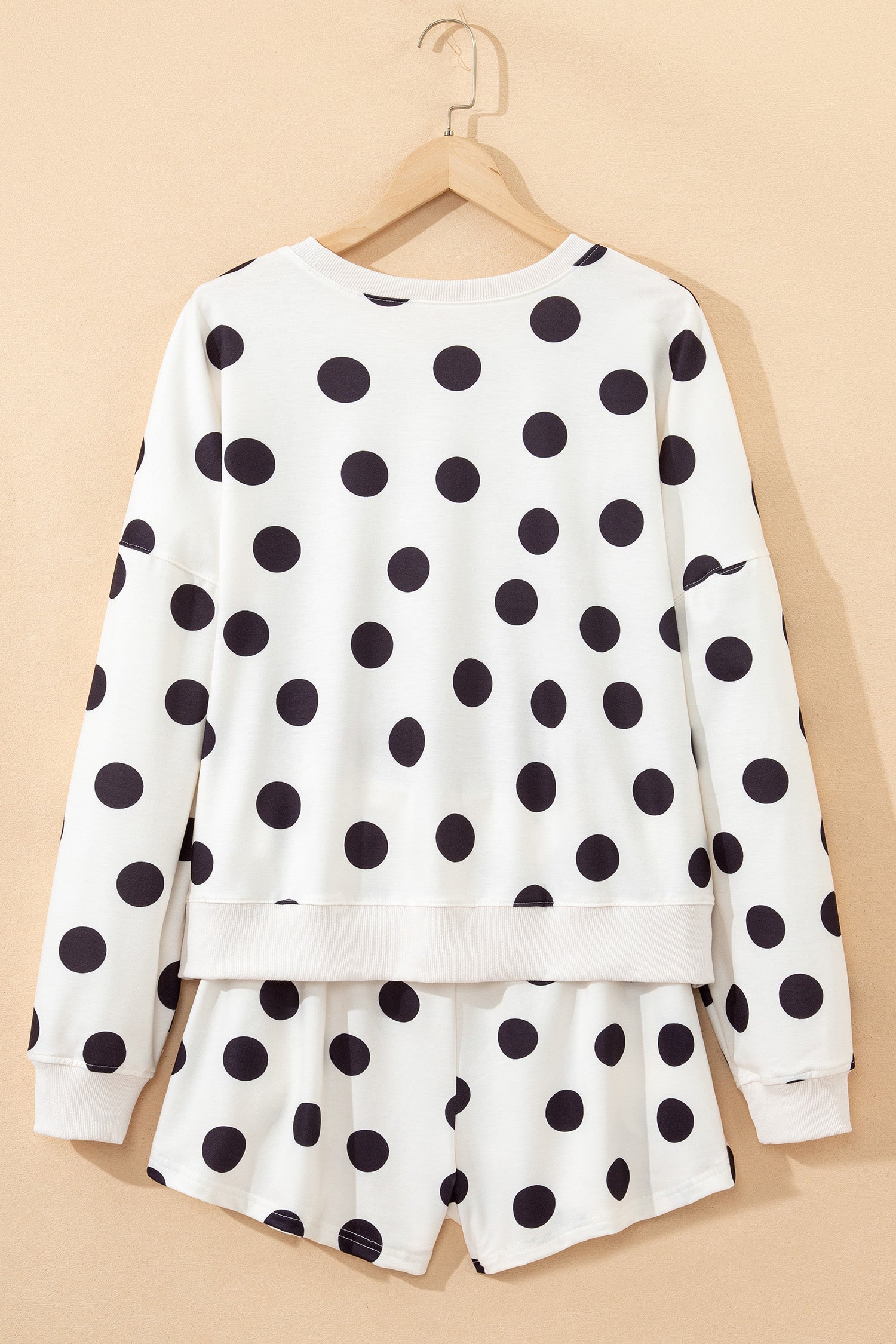 Threaded Pear Marley shoulder pullover and drawstring shorts set, stylish casual matching outfit in soft fabric.