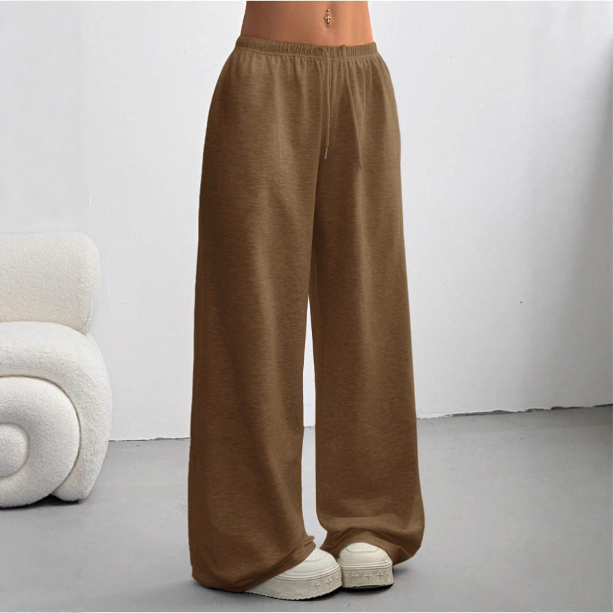 Light gray FitiqueFit minimalist straight-leg drawstring sweatpants with side pockets, casualwear, available in multiple colors and sizes S–2XL.