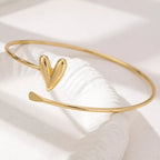 18K gold-plated heart-shaped open bracelet with adjustable chain from Shopimist, featuring a delicate and elegant jewelry design.