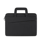Plush Fashion Hub laptop bag, black business briefcase with handles and shoulder strap, padded interior for laptops and documents.