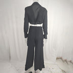Plus size women's wide-leg elegant pant set in casualwear style, featuring comfortable fit and stylish design by Plush Fashion Hub.