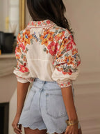 Shopimist floral print button-up shirt with vibrant flower patterns and classic collar, perfect for casual or stylish wear.