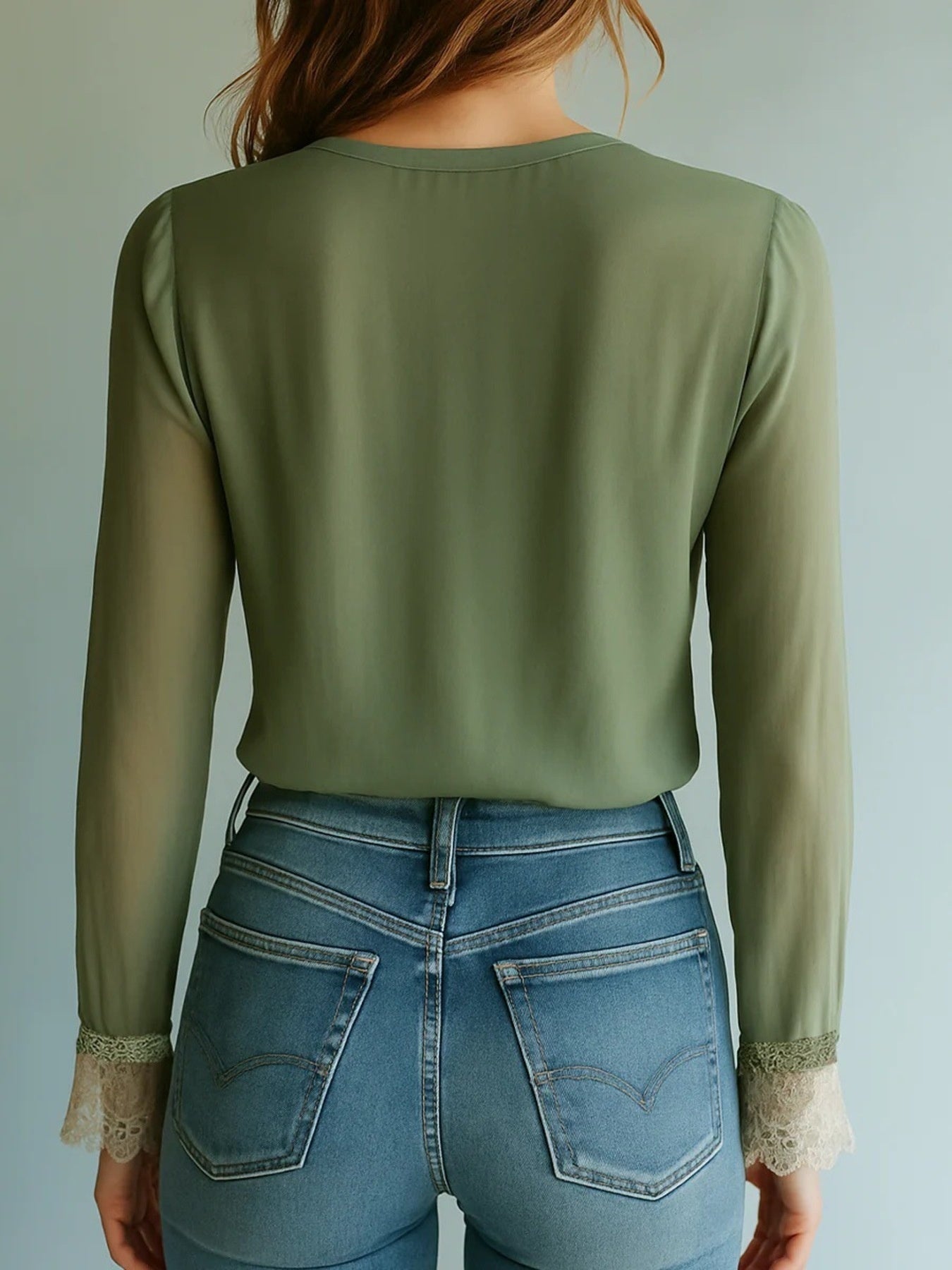 Elegant floral lace blouse by Plush Fashion Hub featuring long sleeves and a sophisticated feminine design.
