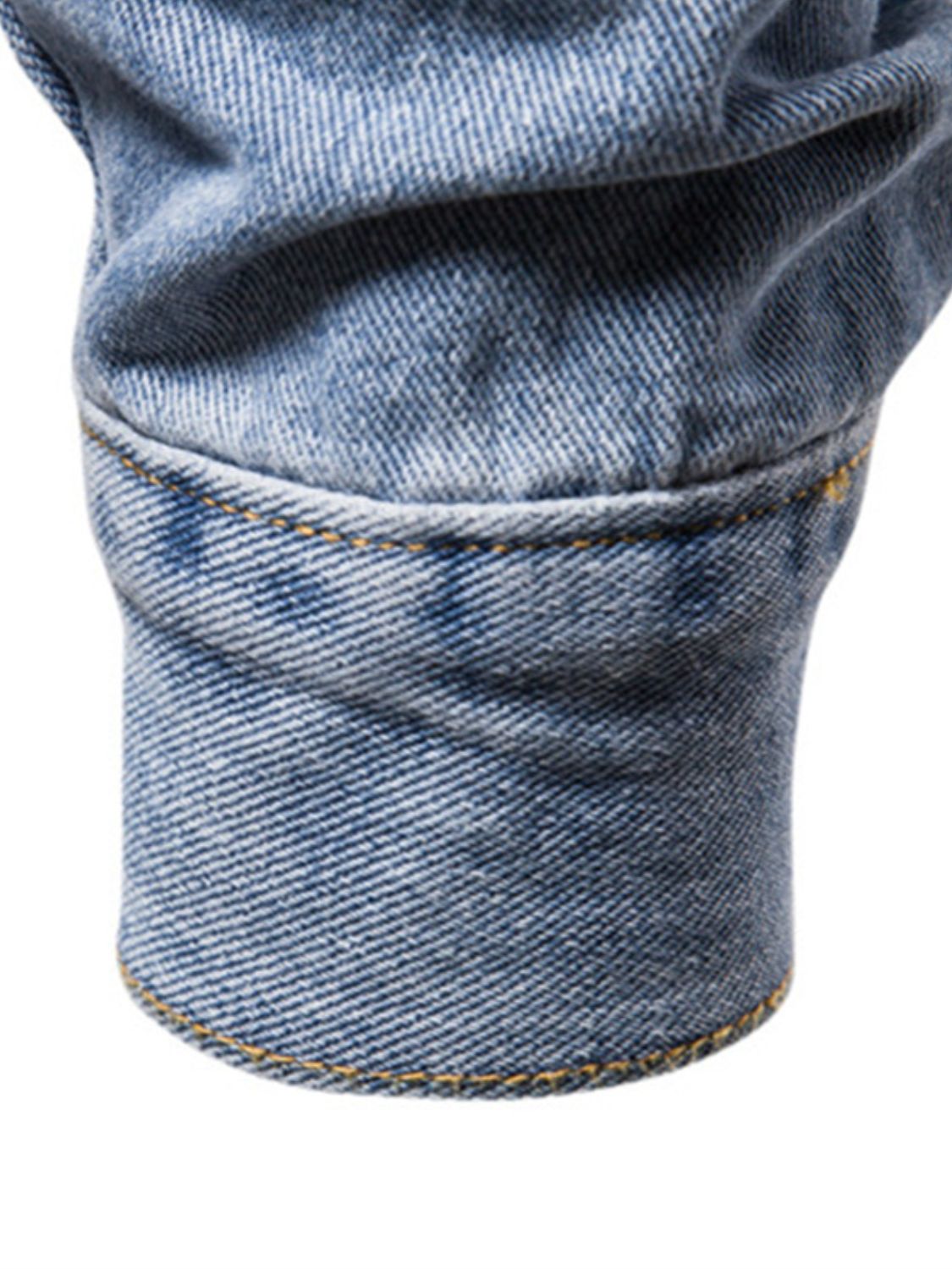 Men's VYSN denim jacket with long sleeves and button-down front, casual stylish clothing for men.