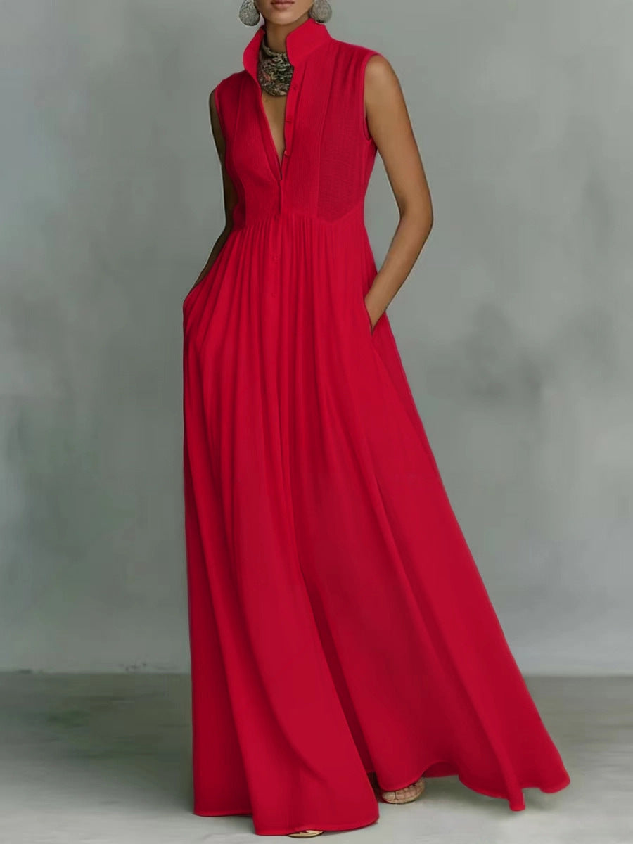Women's French-style high-waist midi dress with ribbon tie from Plush Fashion Hub, featuring a casual, elegant design.