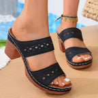 Shopimist open toe block heel sandals with a sleek design, featuring a stylish strap and comfortable chunky heel.