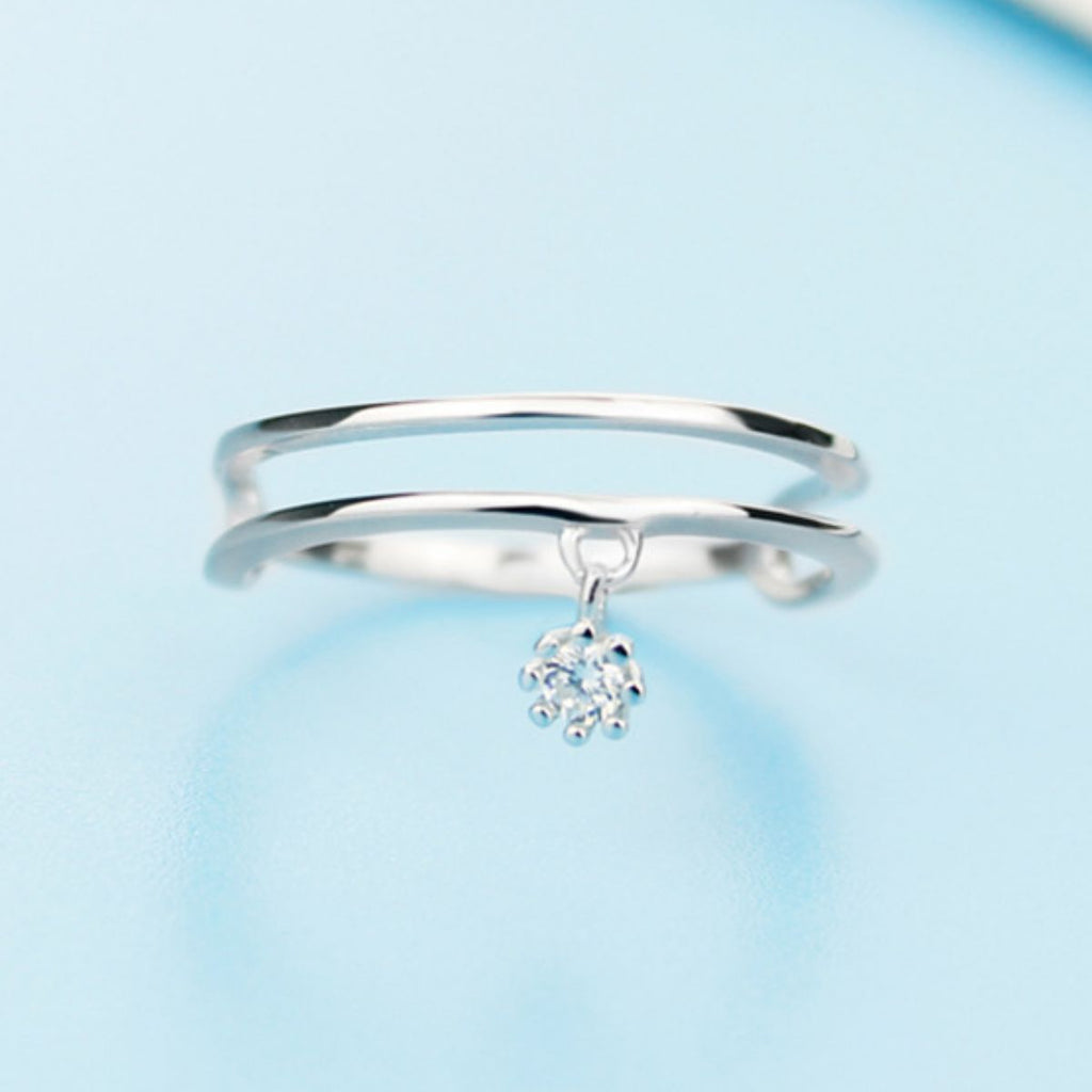 Sterling silver double layered ring with intricate design, crafted by Shopimist, showcasing its elegant and detailed craftsmanship.