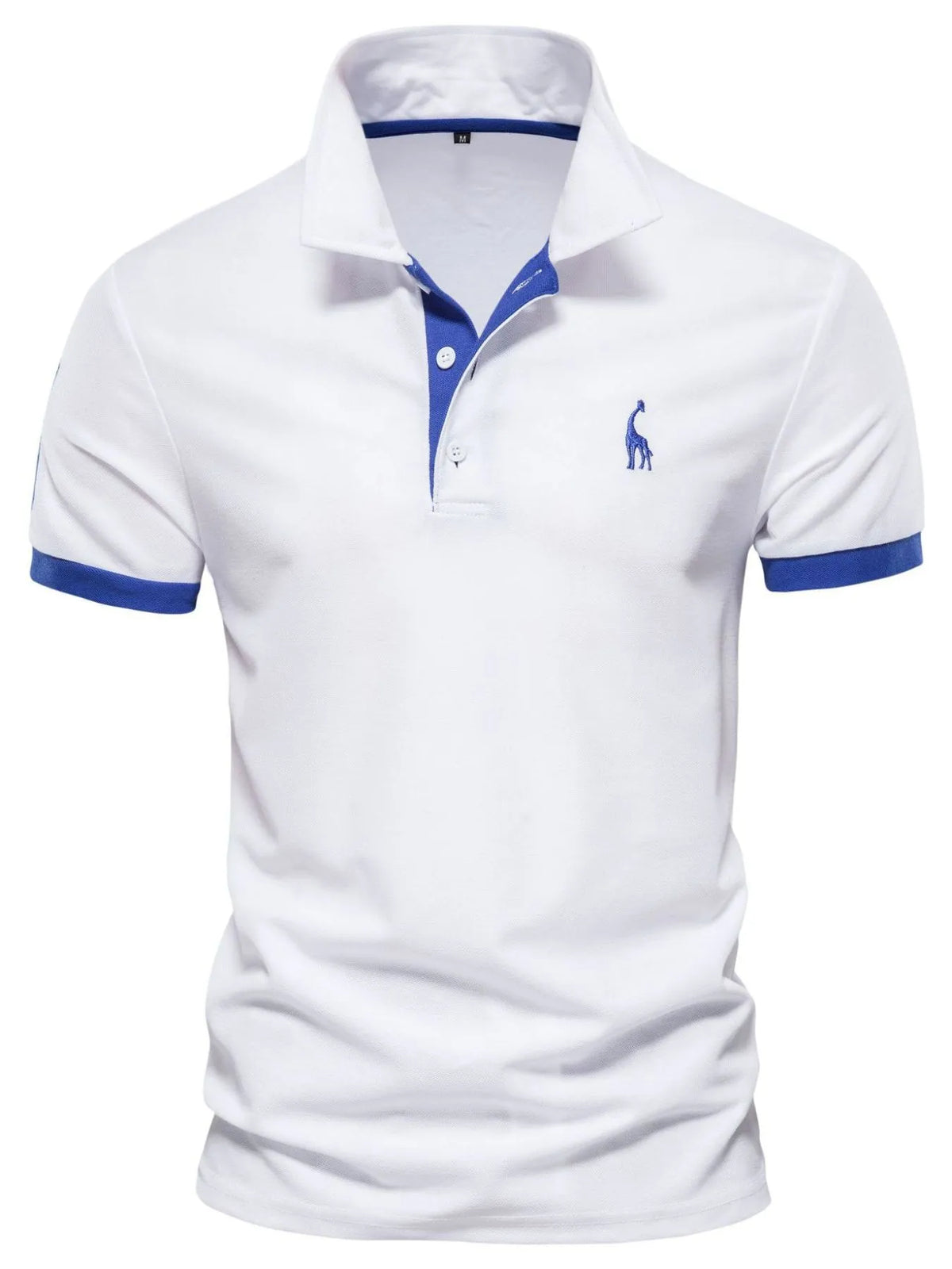 Men's plus size polo shirt with contrast trim in classic style, featuring a collar and short sleeves, by Trendsi.
