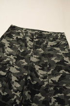 Camouflage print women's denim pants with multiple pockets and a relaxed fit from Shopimist.