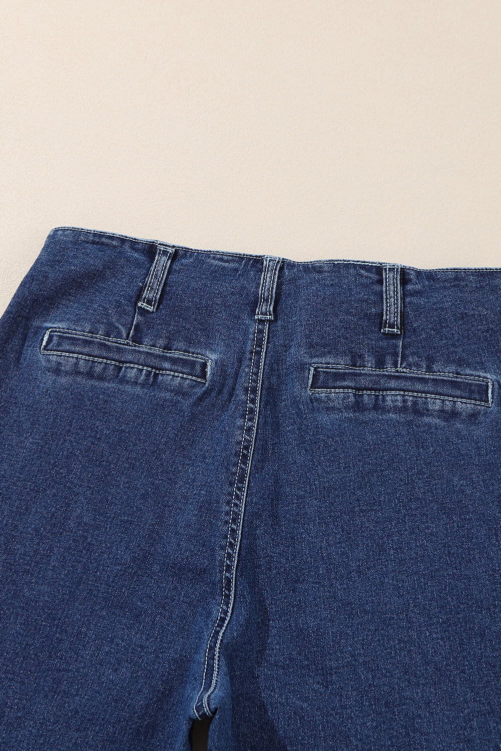 Threaded Pear Mckinley wide leg cropped jeans, denim fabric, high-waisted fit, showing front view with rolled hems.