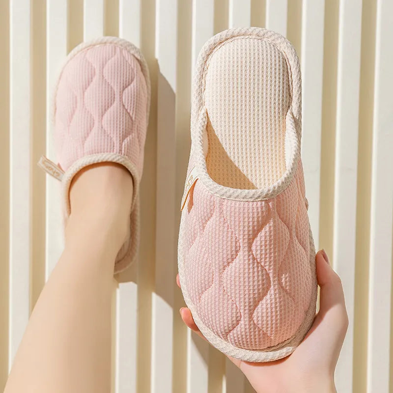 Shopimist round toe flats slippers with soft fabric upper and cushioned insoles, ideal for comfortable indoor or casual wear.