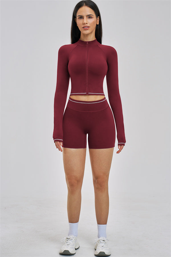 Fitglutes Activewear Unbound Jacket Shorts 2-Piece Set featuring sporty jacket and matching shorts for workout and gym wear.