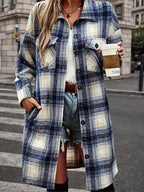 Women’s Plaid Shacket Set – Flannel Shirt Jacket & Distressed Denim Shorts
