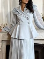 Shopimist frill lapel collar top and pleated skirt set, featuring stylish details and a chic, coordinated look.