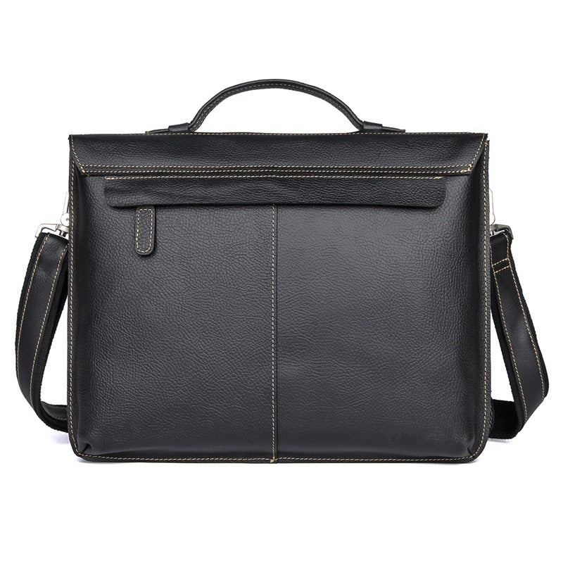 Men's retro casual leather business briefcase by Plush Fashion Hub, featuring a classic design with sturdy handles and multiple compartments.