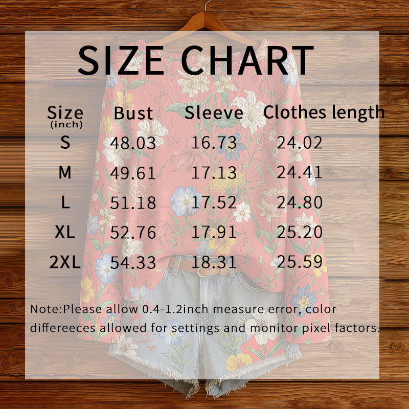 Women’s fall wildflower print long sleeve T-shirt by Plush Fashion Hub, casual wear with vibrant floral design and comfortable fit.
