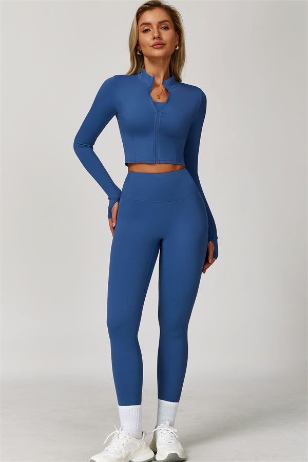 Fitglutes Activewear Eloise 3-piece sports bra, jacket, and leggings set, featuring stylish matching gymwear for workouts.
