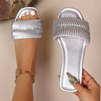 Shopimist rhinestone open toe sandals with sparkling embellishments and stylish design, perfect for summer wear.