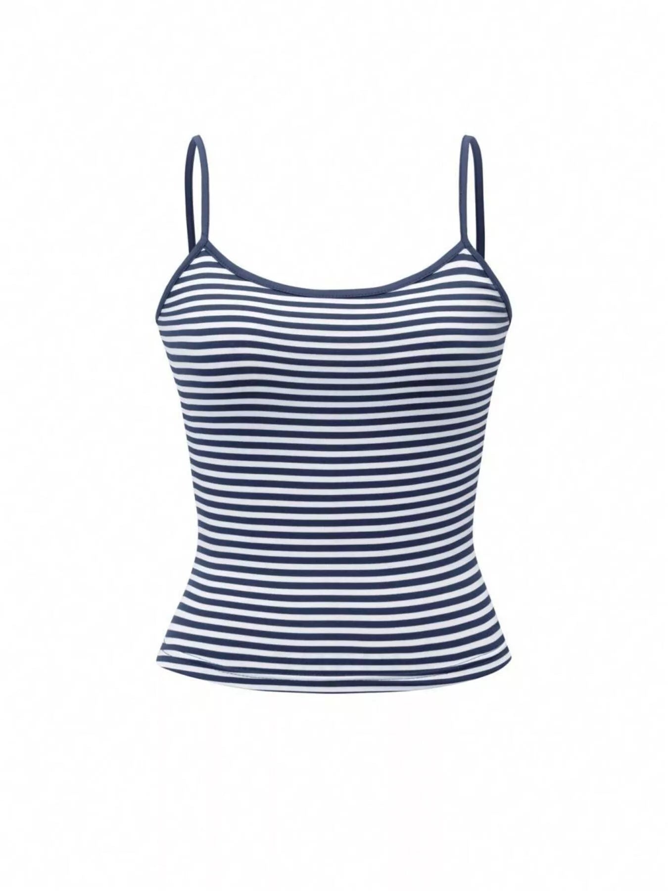 Striped scoop neck cami shirt by Plush Fashion Hub, featuring a stylish design with vertical stripes and a comfortable fit.