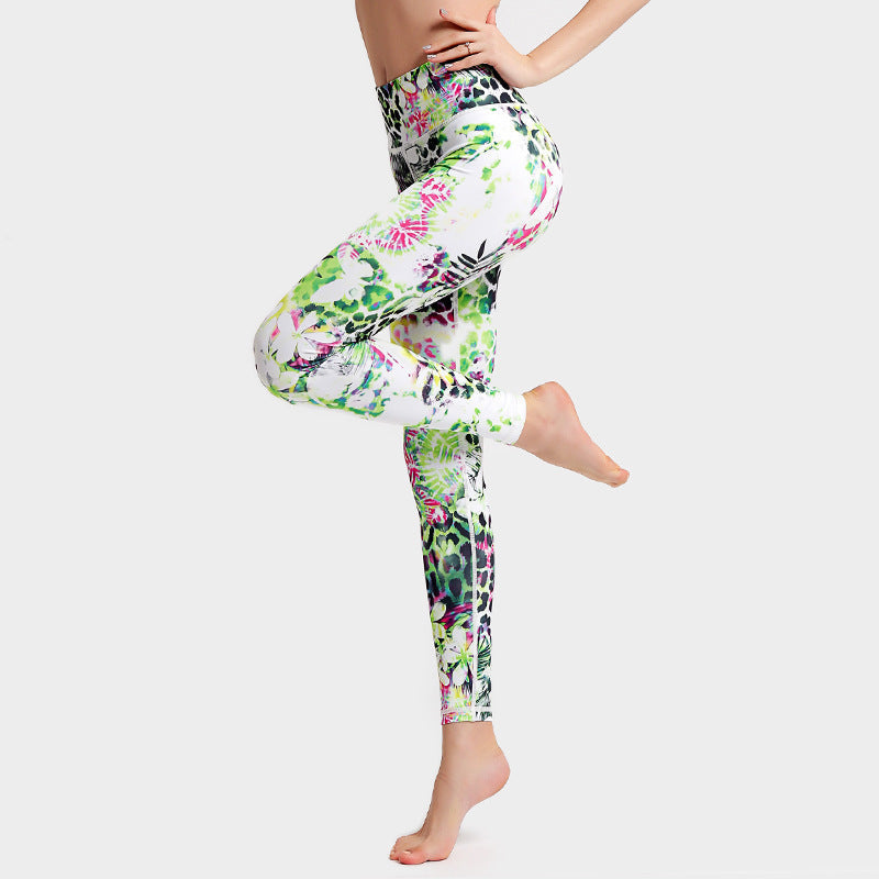 Purple marble print high-waist yoga leggings by FitiqueFit featuring a sculpted fit for activewear workouts.
