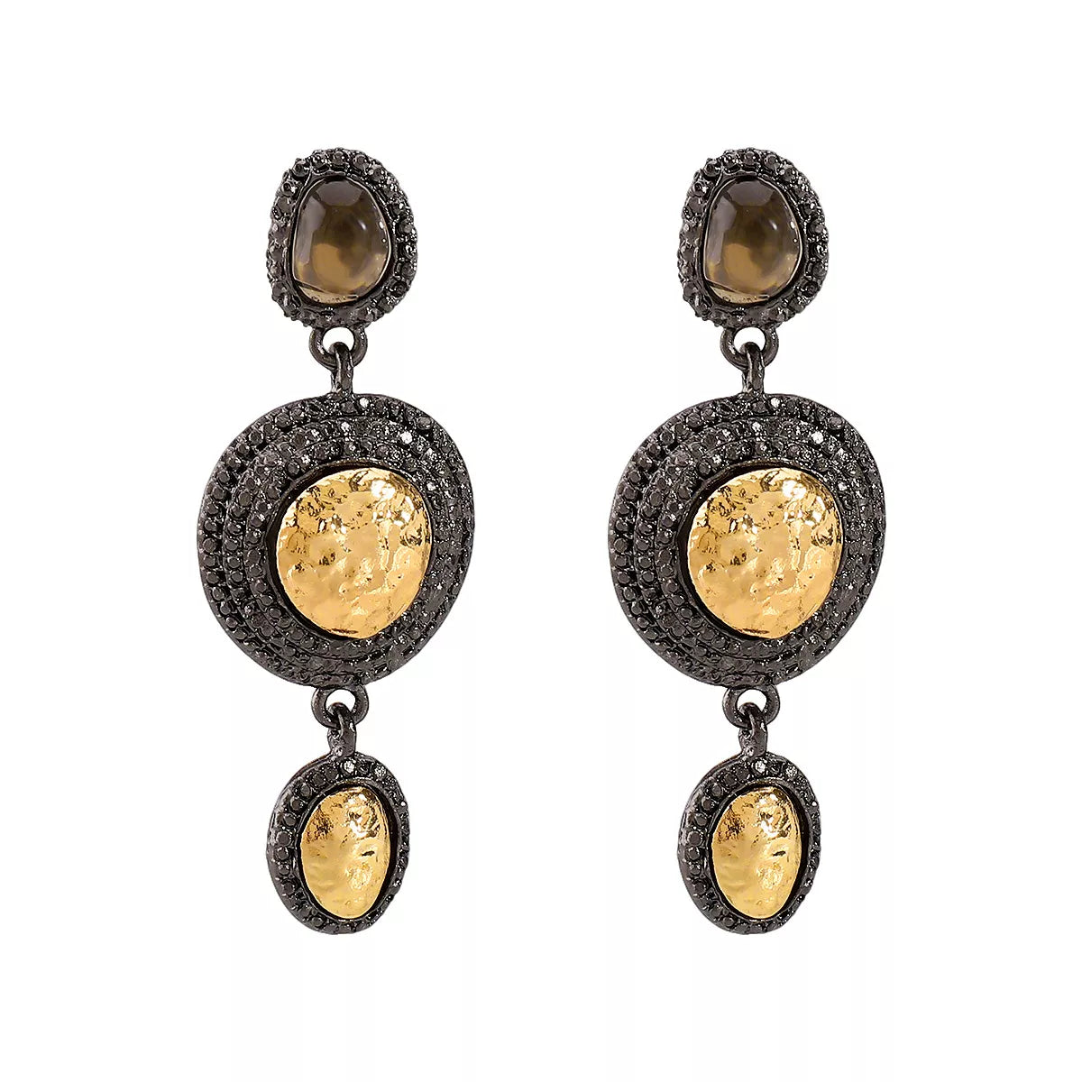 Vintage-inspired dangle earrings with gold accents, delicate metalwork, and elegant design perfect for stylish accessories