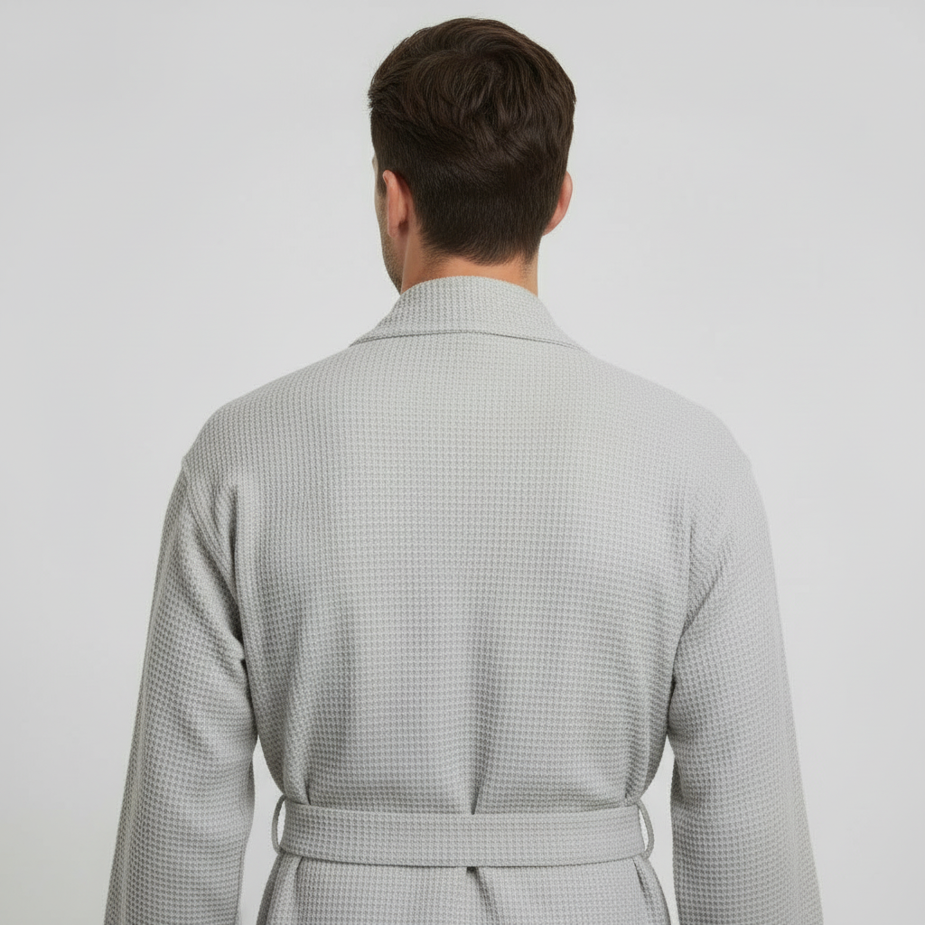 Waffle Spa Bathrobe for Men -  Absorbent, Lightweight - Plush Fashion Hub
