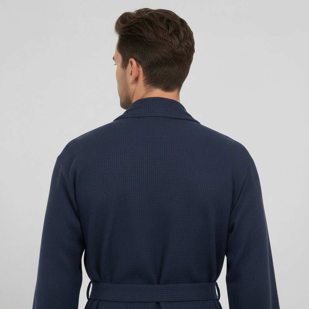Waffle Spa Bathrobe for Men -  Absorbent, Lightweight - Plush Fashion Hub