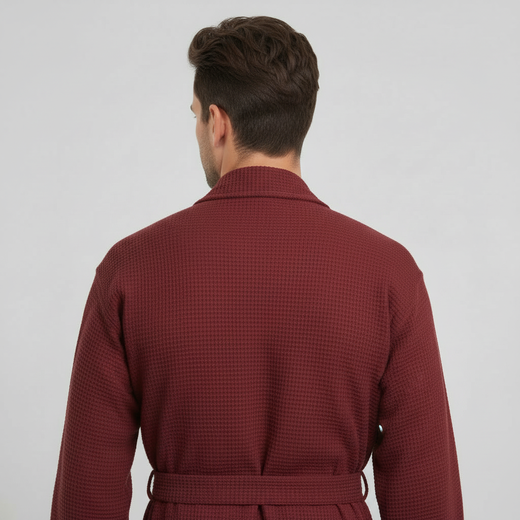 Waffle Spa Bathrobe for Men -  Absorbent, Lightweight - Plush Fashion Hub