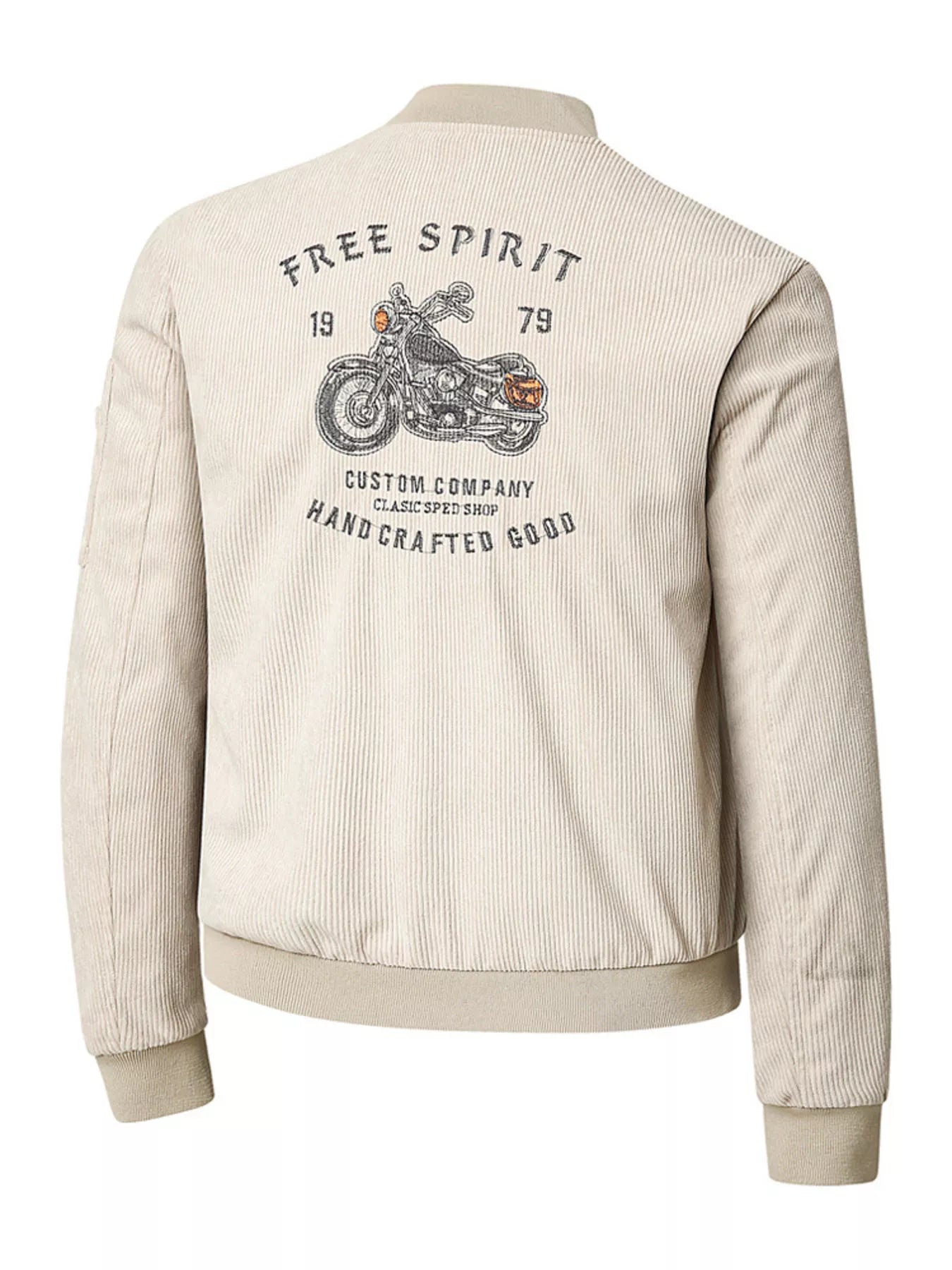 Men's plus size zip-up corduroy bomber jacket from Shopimist, featuring a stylish, textured fabric and adjustable front zipper.