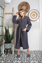 Lightweight plush women's waffle robe from Plush Fashion Hub, quick-dry spa-style bathrobe with a cozy, comfortable fit.